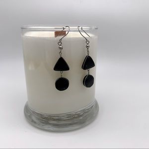 Vtg black stone geometric earrings